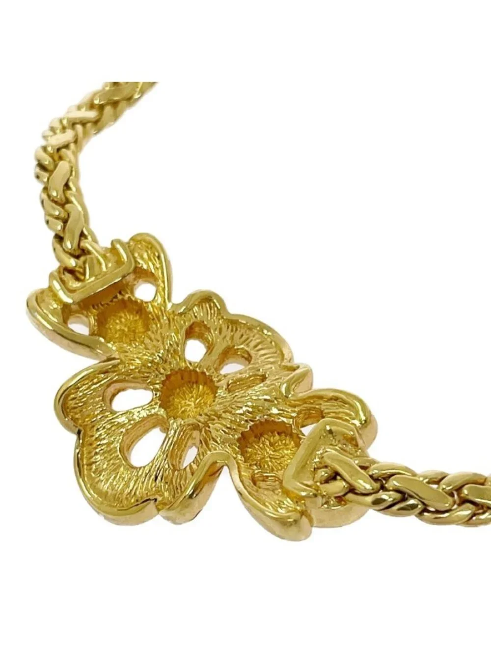 Dior Rhinestone Motif Necklace Gold